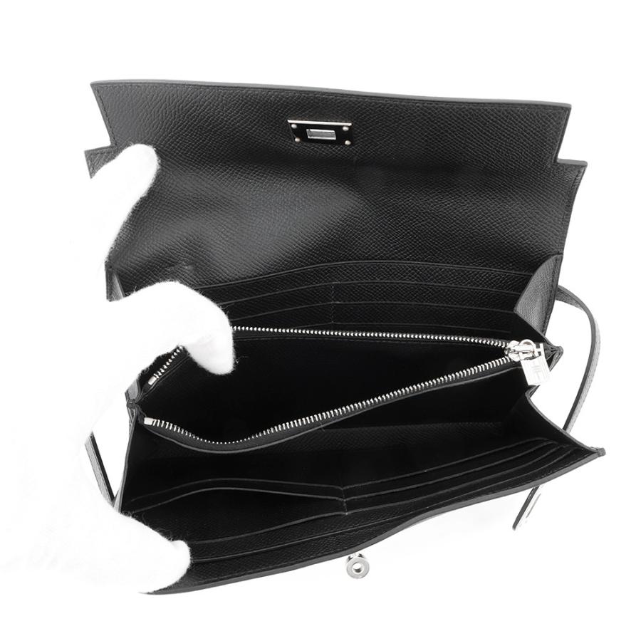 エルメス 長財布 ケリーウォレット ロング ブラック/シルバー金具