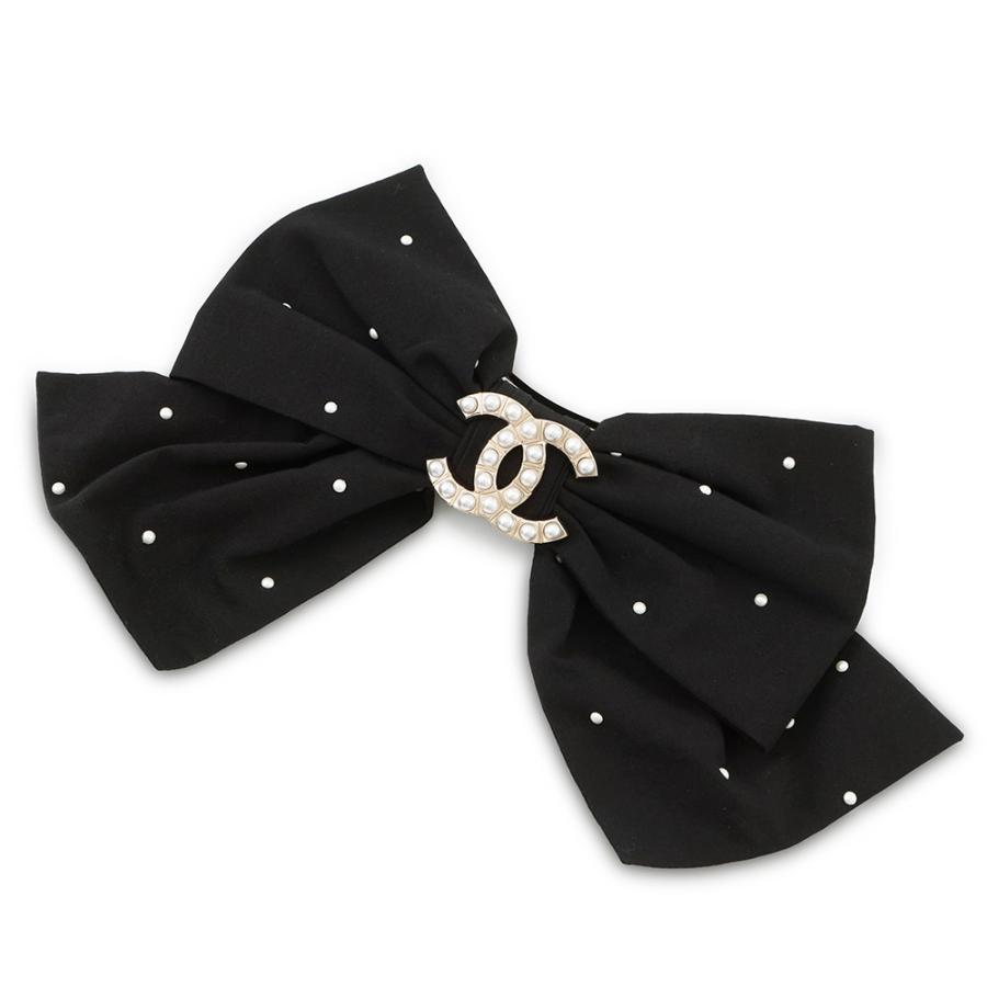 シャネル ボウ バレッタ ブラック&エクリュ シルクジャカード 24P ココ