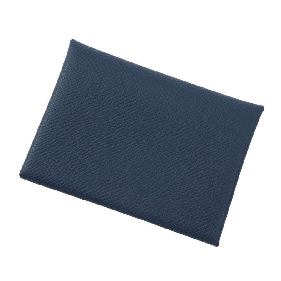 エルメス コインケース カルヴィ デュオ ディープブルー/シルバー金具  