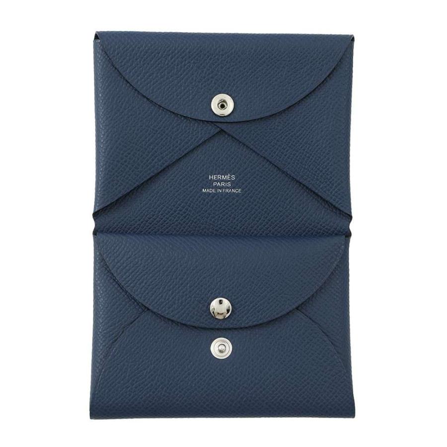 エルメス コインケース カルヴィ デュオ ディープブルー/シルバー金具  