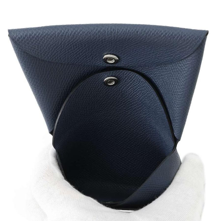 エルメス コインケース カルヴィ デュオ ディープブルー/シルバー金具  