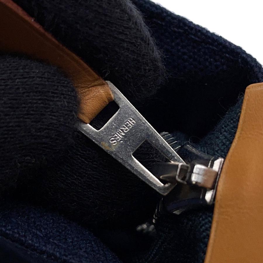 エルメス ポーチ ドーヴィル PM ネイビー/シルバー金具 キャンバス  