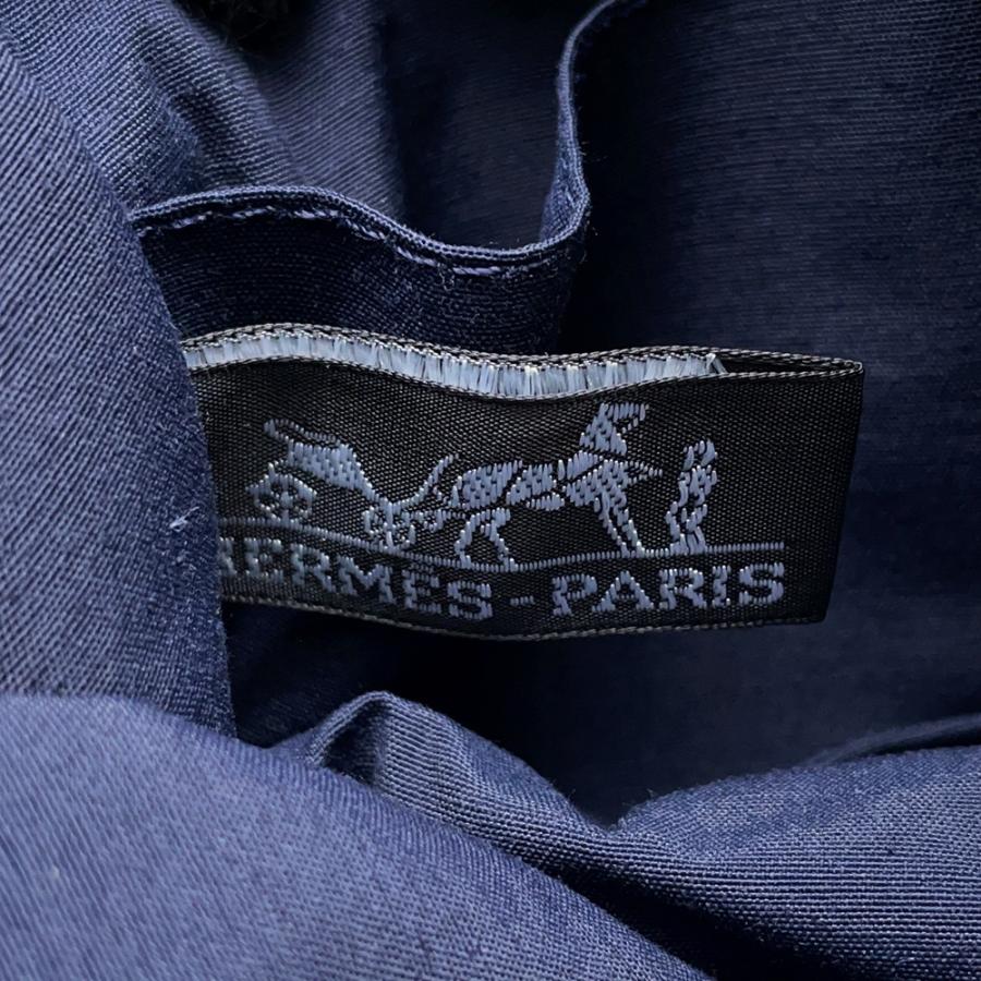 エルメス ポーチ ドーヴィル PM ネイビー/シルバー金具 キャンバス  