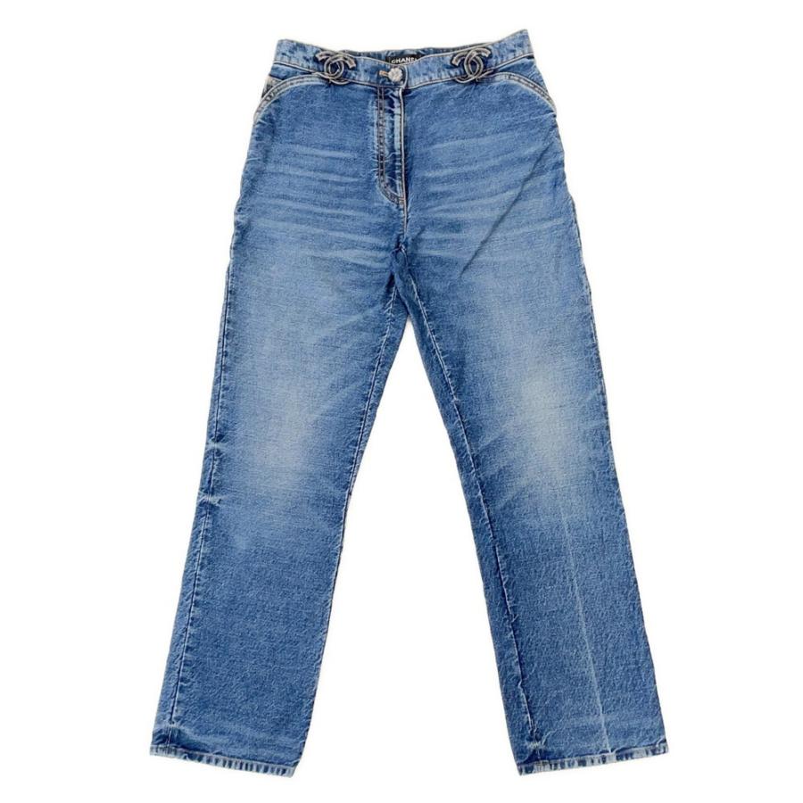シャネル パンツ デニム ココマーク コットン ラインストーン