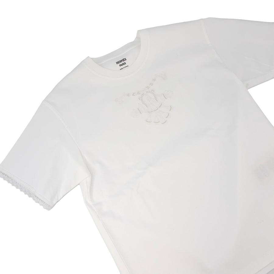 エルメス Tシャツ パルフロワ 刺繍入り マキシシャツ レディースサイズ36 HERMES トップス 白の画像