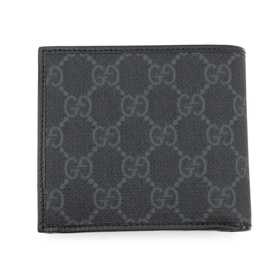 美品✨ GUCCI 二つ折り財布 GGスプリーム Wホック PVCレザー 黒 グッチ 二つ折り財布 GGスプリーム レザー PVC 673000 GUCCI 財布