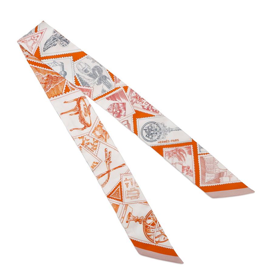 新品未使用　HERMES ☆ フォーブルの切手愛好家 ツイリー スカーフ エルメス スカーフ ツイリー フォーブルの切手愛好家 HERMES シルク