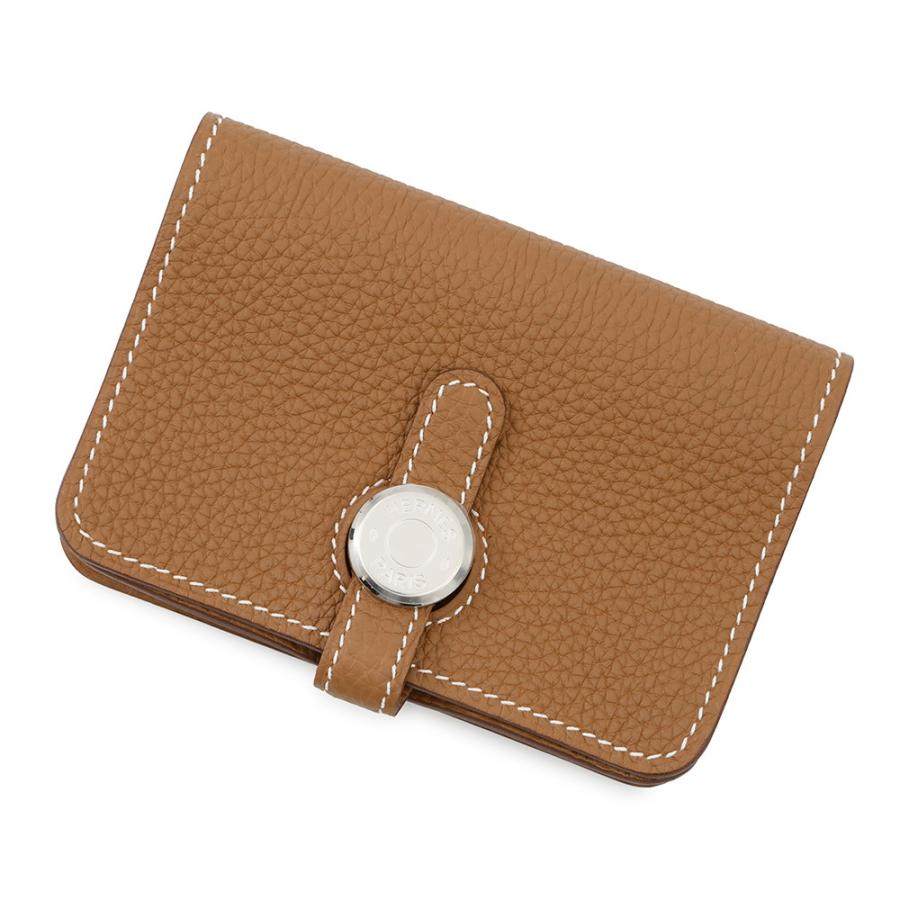 エルメス カードケース ドゴン ゴールド/シルバー金具 トゴ W刻印