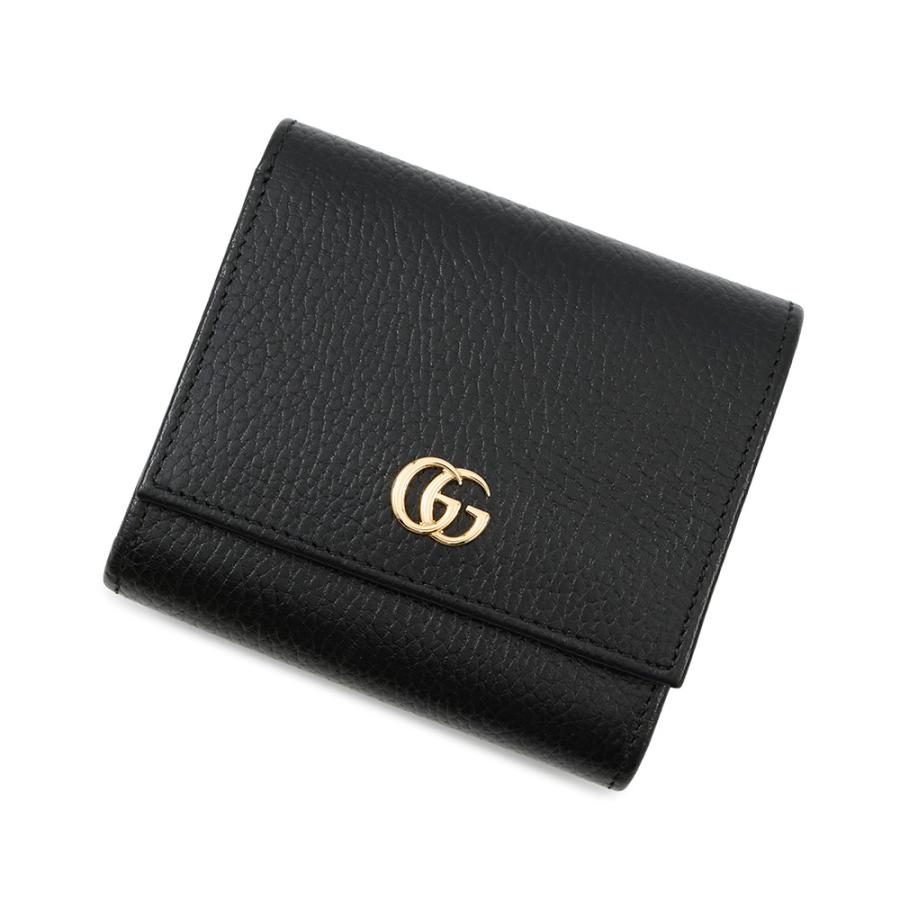 グッチ GUCCI ダブルG　ミディアムウォレット 598587 ブラック レザー レディース 三つ折り財布 グッチ GUCCI ダブルG ミディアムウォレット 598587 ブラック レザー