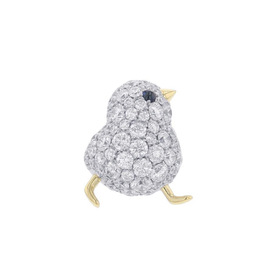 ギメル ブローチ ひよこ ピンブローチ ダイヤモンド 計1.043ct