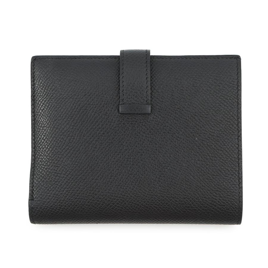 エルメス 二つ折り財布 ベアンコンパクト ブラック/ゴールド金具