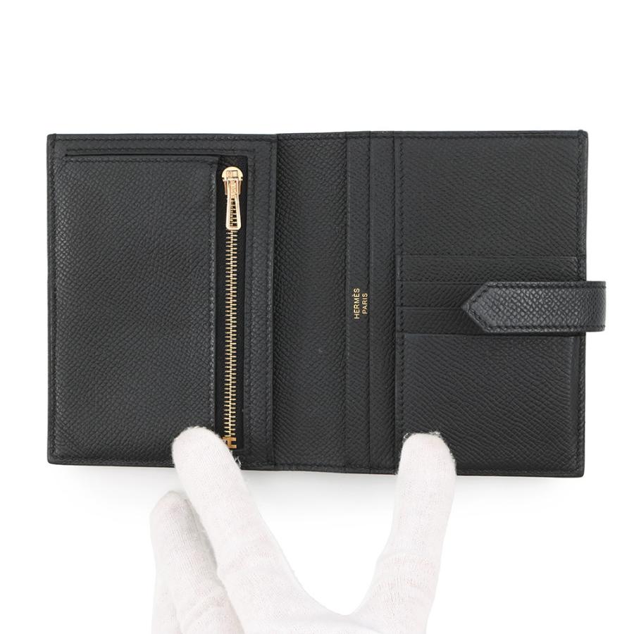 美品　HERMES 二つ折り財布 ブラック　べアンコンパクト　Y刻印　エプソン エルメス 二つ折り財布 ベアンコンパクト ブラック/ゴールド金具