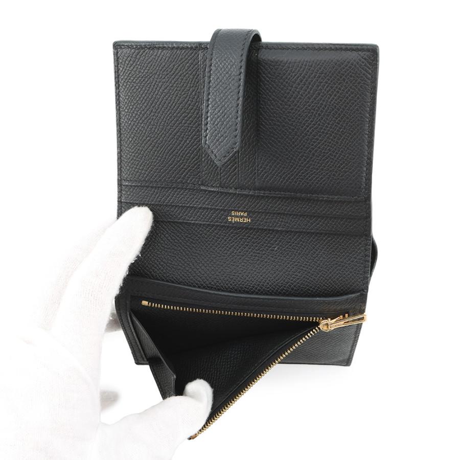 超極美品✨エルメス べアン コンパクト 二つ折り財布 ゴールド金具 黒 Y刻印 エルメス 二つ折り財布 ベアンコンパクト ブラック/ゴールド金具