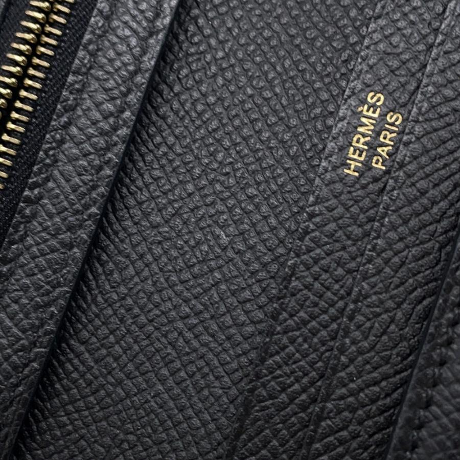 エルメス 二つ折り財布 ベアンコンパクト ブラック/ゴールド金具