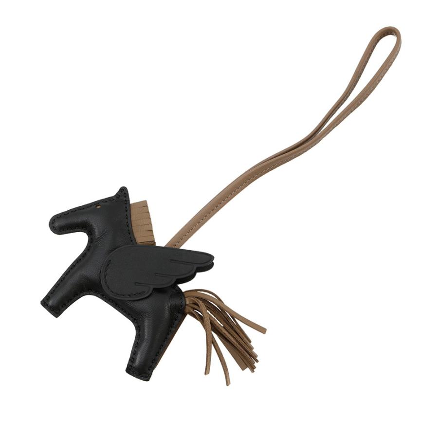 エルメス バッグチャーム ロデオPM ペガサス ブラック/エトゥープ ラムスキン W刻印 HERMES チャーム エルメス バッグチャーム ロデオPM ペガサス ブラック/エトゥープ