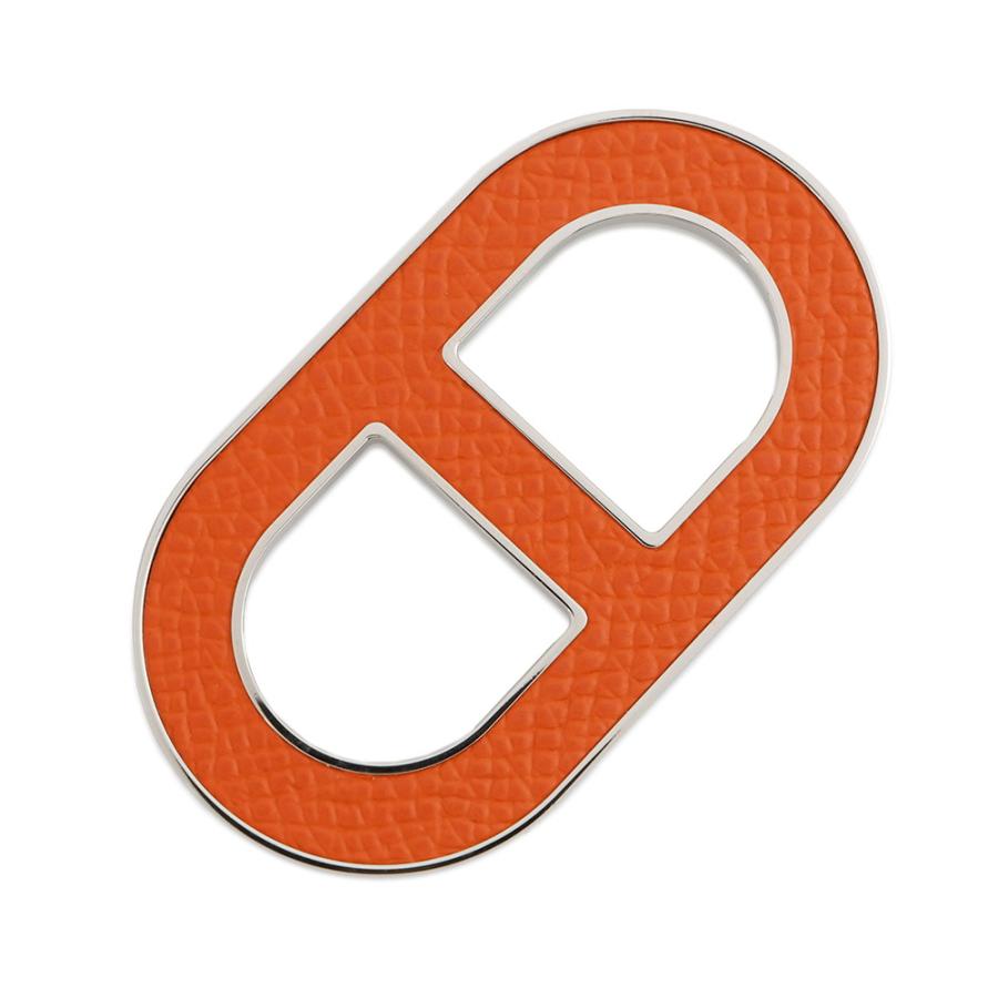 エルメス ブローチ シェーヌダンクル オレンジミニアン/シルバー金具