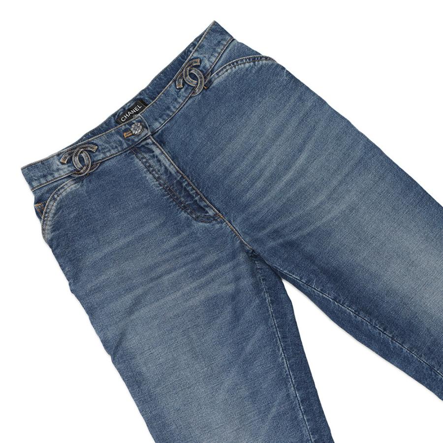 シャネル パンツ ココマーク ウォッシュドデニム コットン レディース  