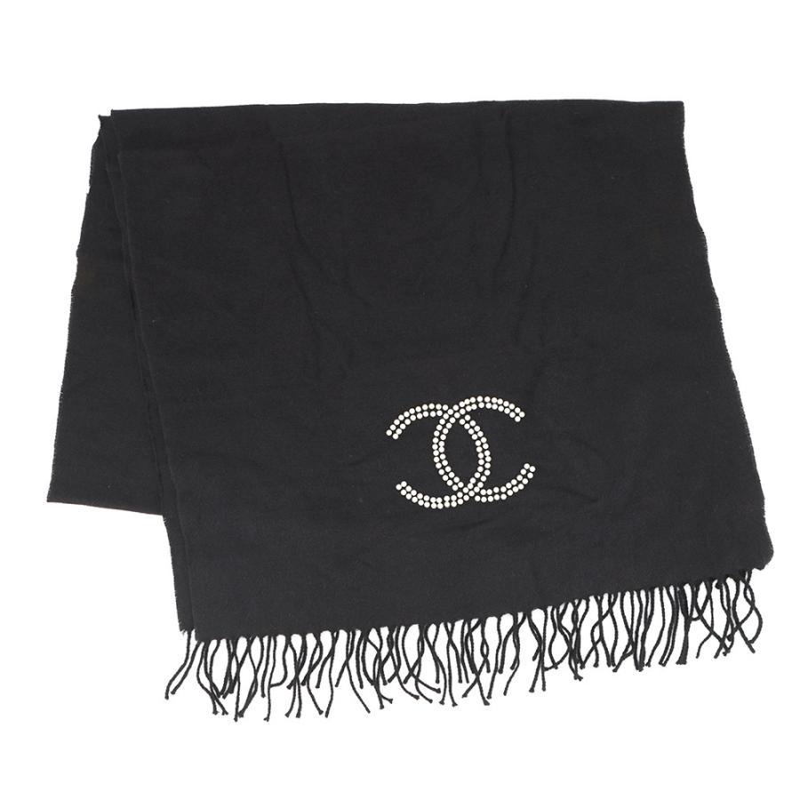【新品未使用】シャネル CHANEL マフラー カシミヤ ココマーク ビーズ シャネル マフラー ココマーク フェイクパール カシミヤ CHANEL 黒