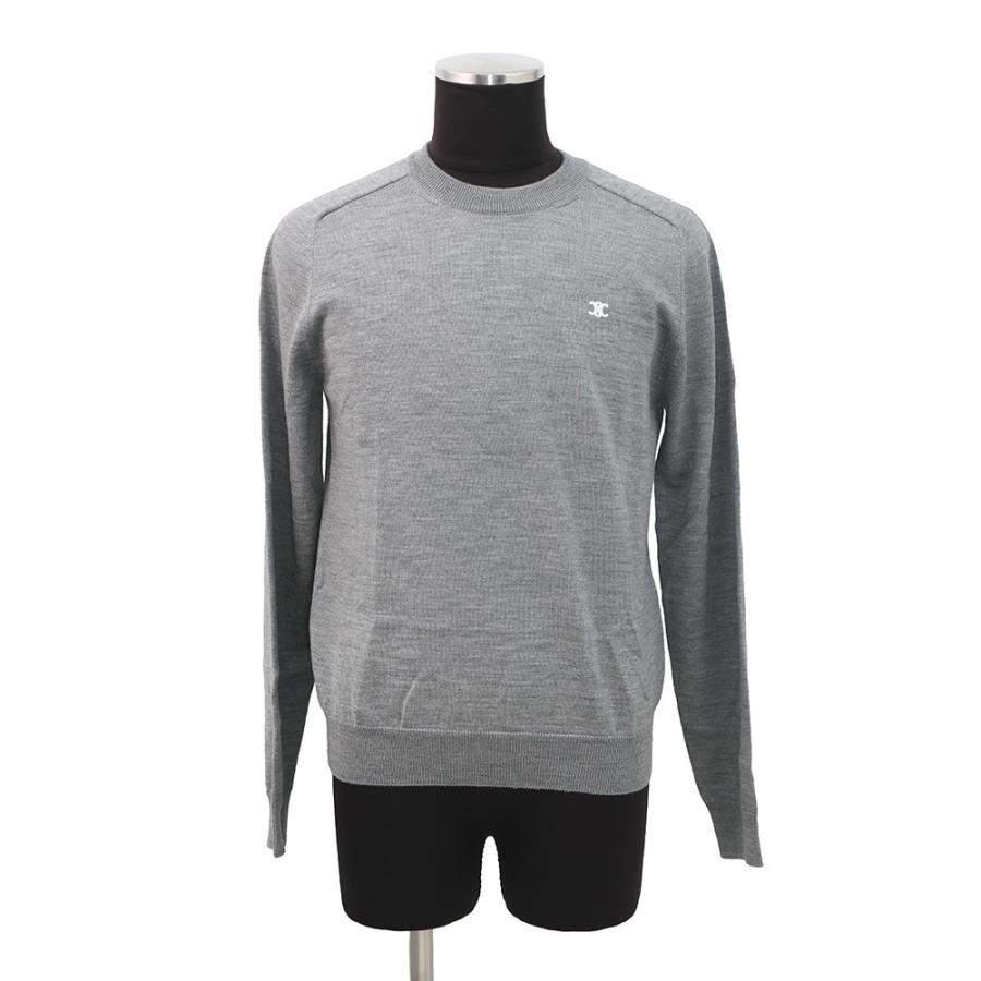 CELINE トリオンフ クルーネック セーター グレー ニット Ｓ（101）a CELINE トリオンフ クルーネック セーター グレー ニット S（101）a