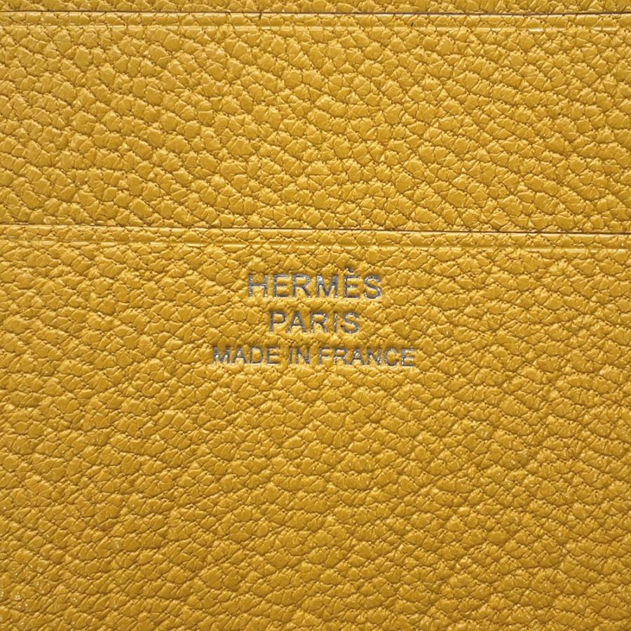 エルメス 三つ折り財布 ベアンコンビネ ジョーヌアンブル/シルバー金具 シェブルミゾル W刻印 HERMES 財布 【安心保証】の画像