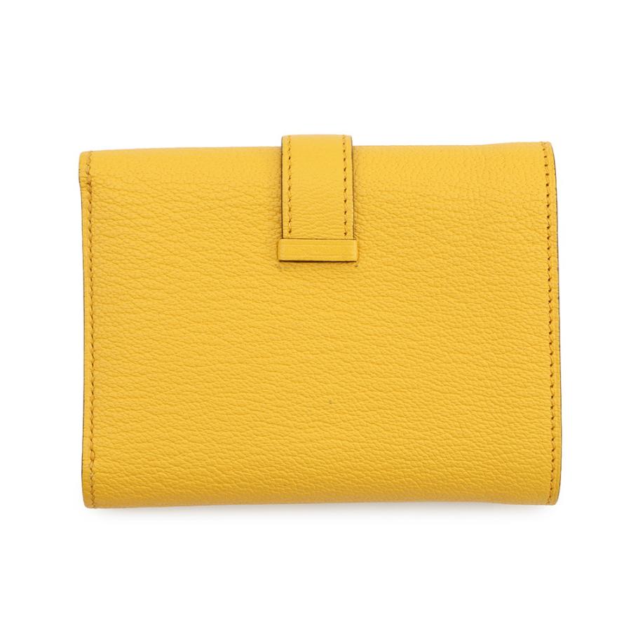 エルメス 三つ折り財布 ベアンコンビネ ジョーヌアンブル/シルバー金具 シェブルミゾル W刻印 HERMES 財布 【安心保証】の画像