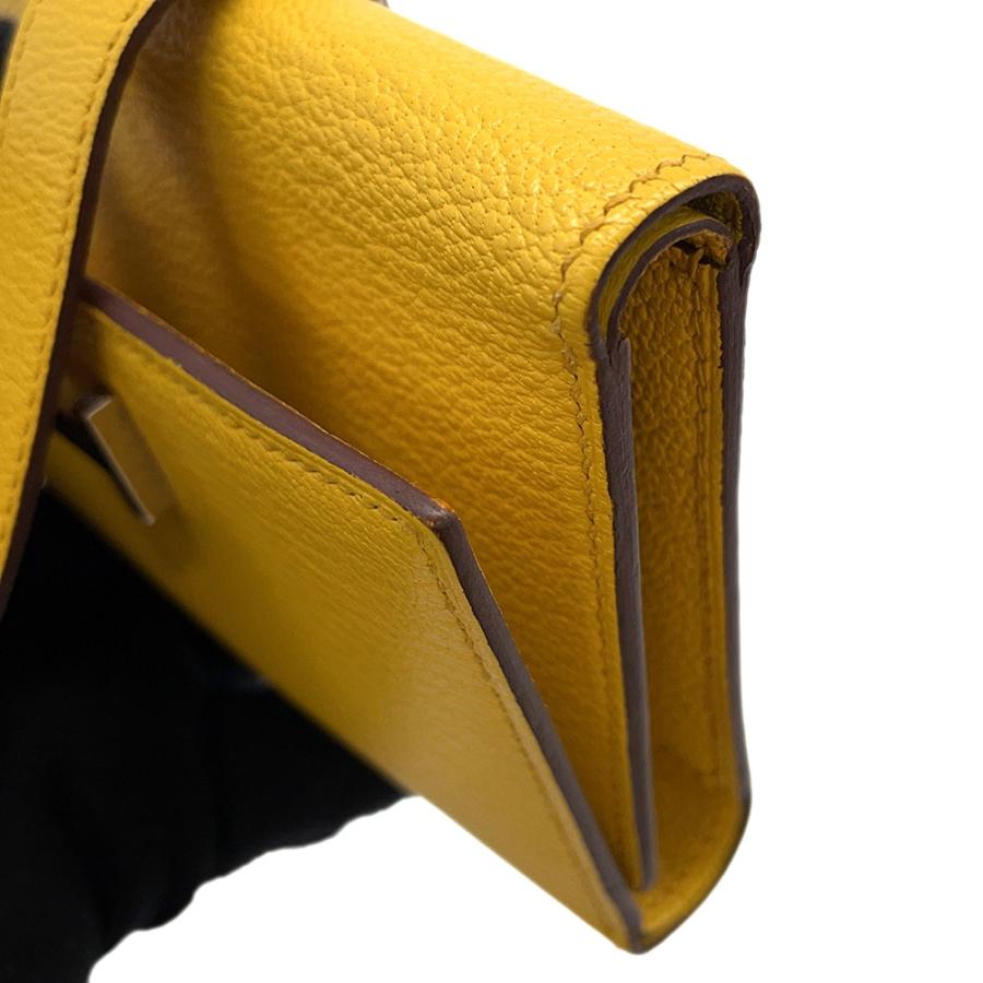 エルメス 三つ折り財布 ベアンコンビネ ジョーヌアンブル/シルバー金具 シェブルミゾル W刻印 HERMES 財布 【安心保証】の画像