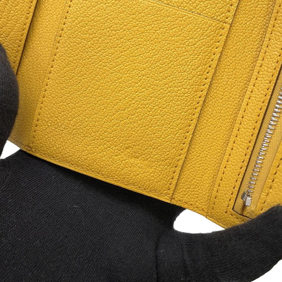 エルメス 三つ折り財布 ベアンコンビネ ジョーヌアンブル/シルバー金具 シェブルミゾル W刻印 HERMES 財布 【安心保証】の画像
