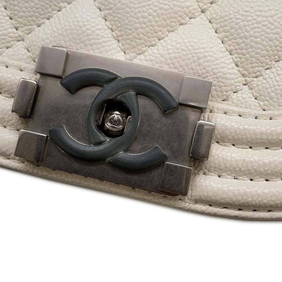 シャネル チェーンショルダーバッグ マトラッセ ココマーク ボーイシャネル スモール キャビアスキン AS3350 CHANEL 2way 白 シャネル チェーンショルダーバッグ マトラッセ ココマーク ボーイ