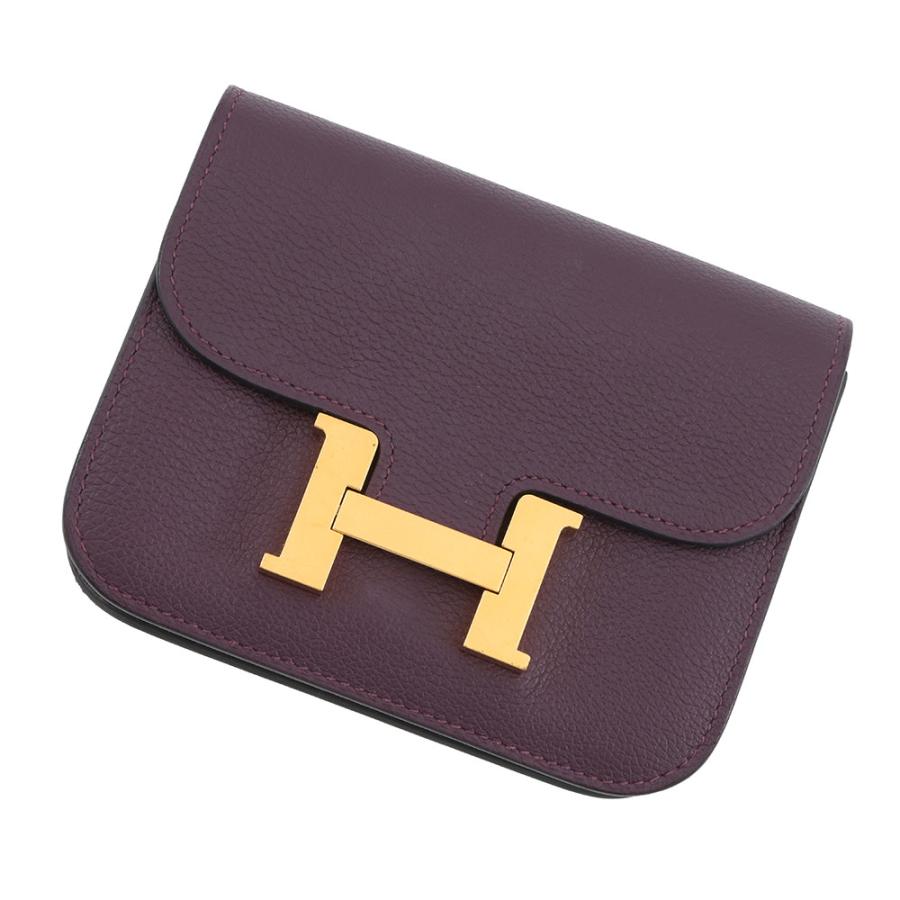 エルメス HERMES 二つ折り財布 コンスタンスコンパクト H金具 パープル エルメス 財布 コンスタンス スリム カシス/ブルーロイヤル/ゴールド