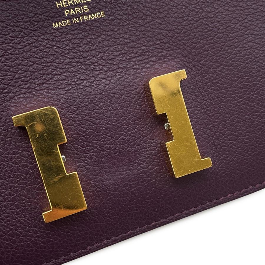 エルメス HERMES 二つ折り財布 コンスタンスコンパクト H金具 パープル エルメス HERMES 二つ折り財布 コンスタンスコンパクト H金具 パープル