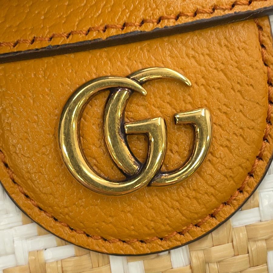 グッチ ハンドバッグ ダイアナ バンブー ミニ ラフィア レザー 702732