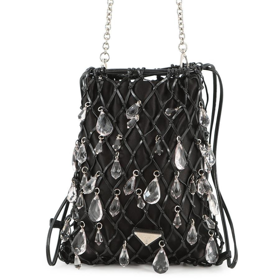 プラダ チェーンショルダーバッグ ビジュー 巾着バッグ サテン PRADA