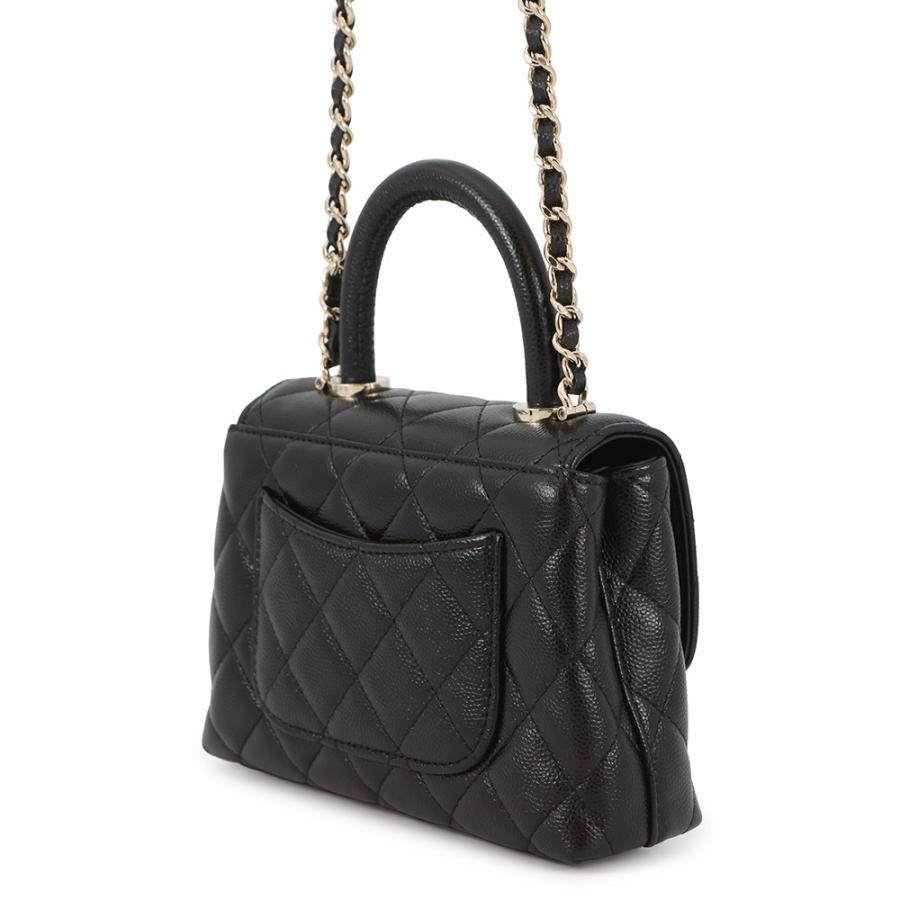 【美品】CHANEL ブラック ハンドバッグ CHANEL】25A シャネル☆トップハンドル付きミニフラップバッグ (CHANEL