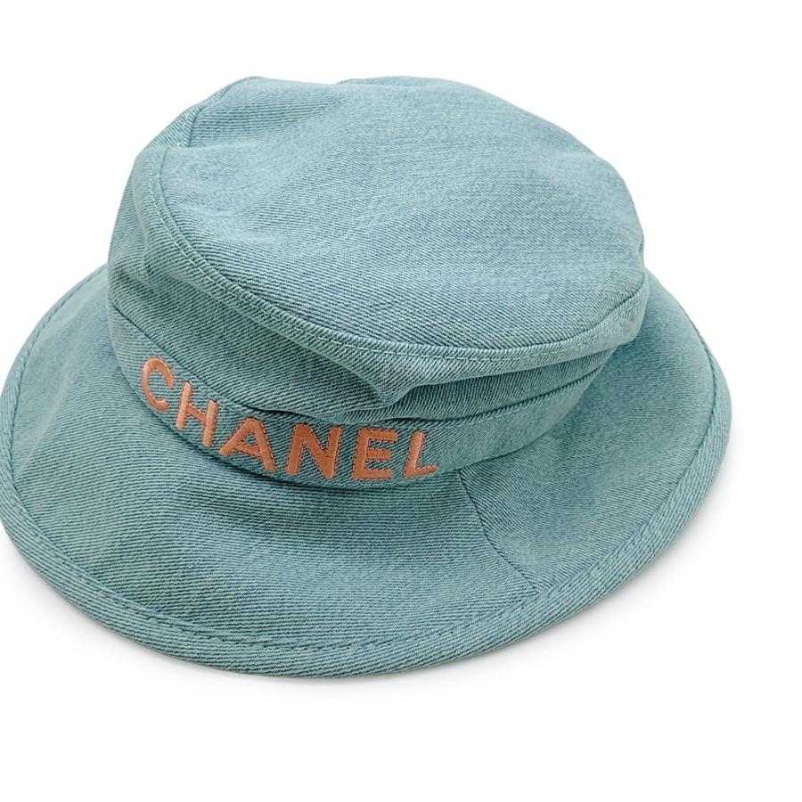 CHANEL シャネル デニム 帽子 ハット ココマーク 58サイズ シャネル ハット ロゴ デニム サイズM CHANEL 帽子 バケットハット