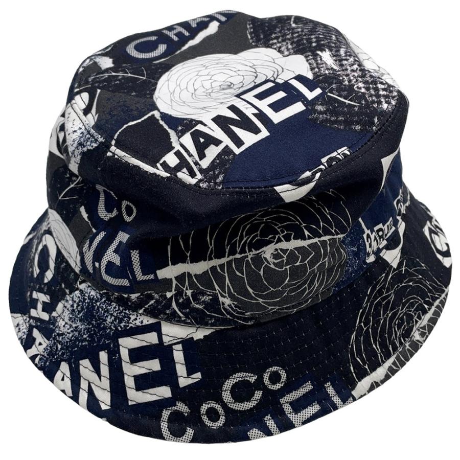 シャネル ハット カメリア ココマーク ロゴ コットン サイズM CHANEL