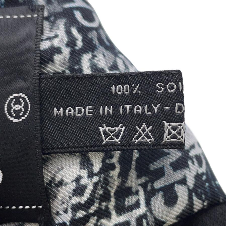 シャネル スカーフ ココマーク ロゴ シルク CHANEL 黒 白 【安心保証
