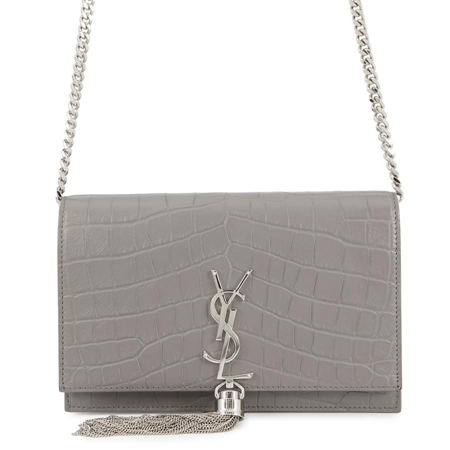 サンローランパリ チェーンウォレット ケイト タッセル クロコ型押し