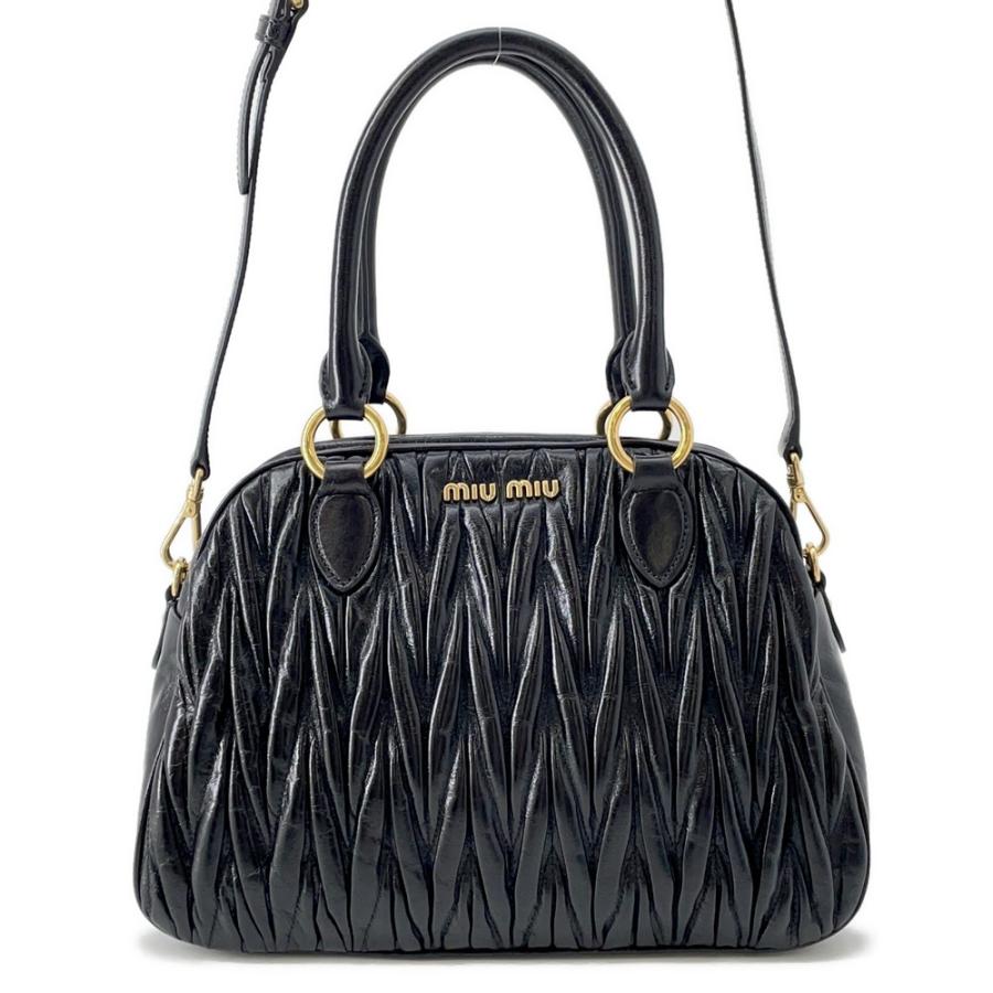 ミュウミュウ ハンドバッグ マテラッセ レザー 5BB072 MIUMIU 2way 黒