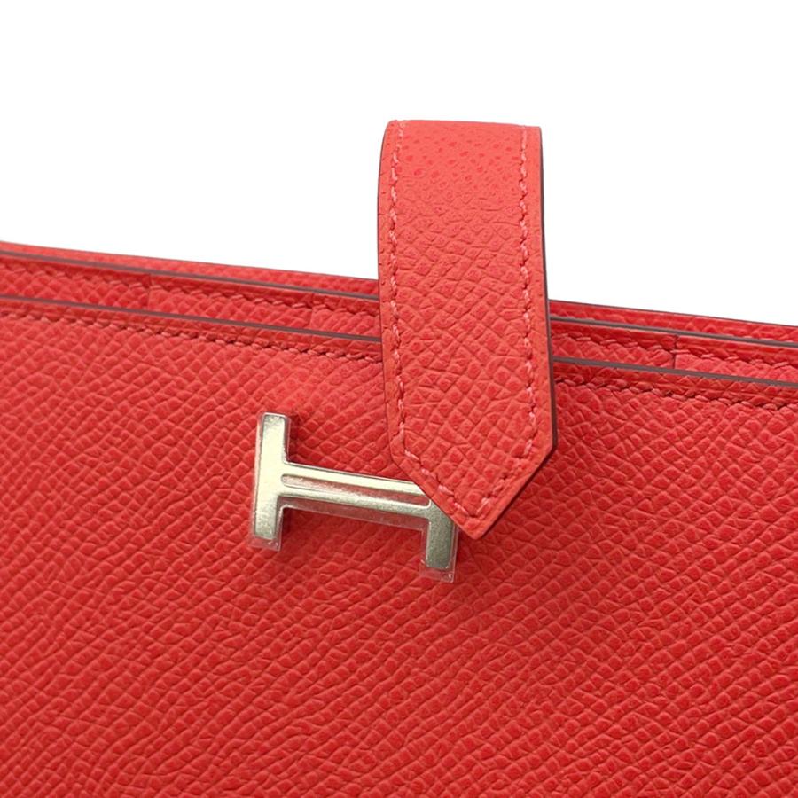 エルメス 長財布 ベアンスフレ オレンジフィールド/シルバー金具