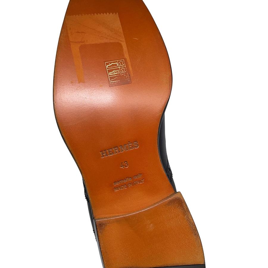 エルメス ブーツ サイドゴア パンチング レザー メンズサイズ43 HERMES