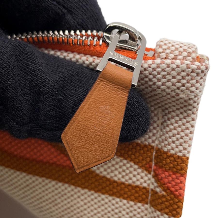 美品 HERMES エルメス カロPM ポーチ 小物入れ オレンジ □C セリエ 美
