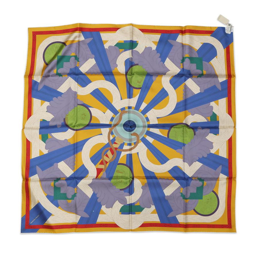 エルメス スカーフ カレ90 ダブルフェイス たいまつの光 A la Lumiere du Flambeau HERMES シルク 2024春夏の画像