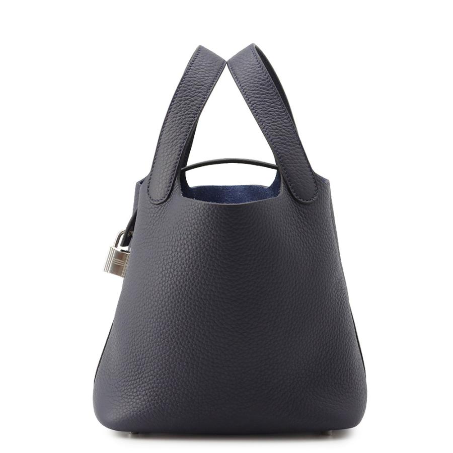 エルメス ハンドバッグ ピコタンロックPM ブルーニュイ/シルバー金具 