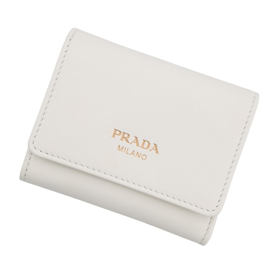 プラダ 三つ折り財布 ロゴ レザー 1MH043 PRADA 財布 白 : GALLERY