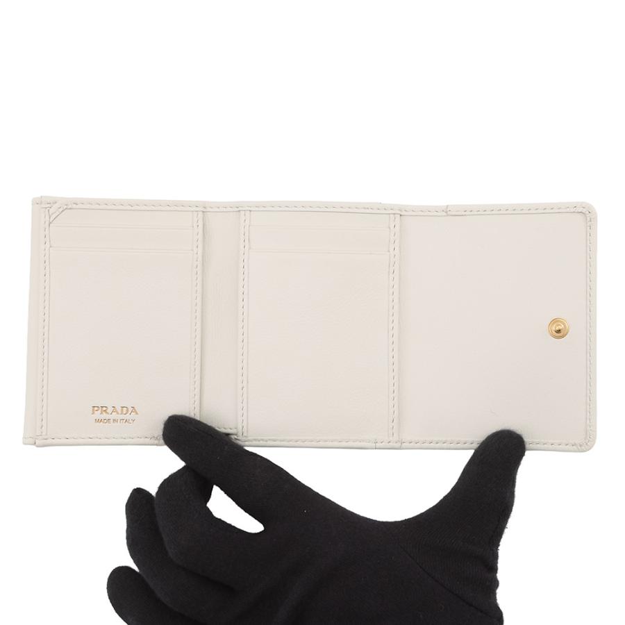 プラダ 三つ折り財布 ロゴ レザー 1MH043 PRADA 財布 白 : GALLERY