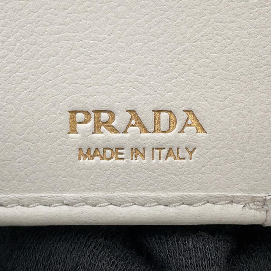 プラダ 三つ折り財布 ロゴ レザー 1MH043 PRADA 財布 白 : GALLERY