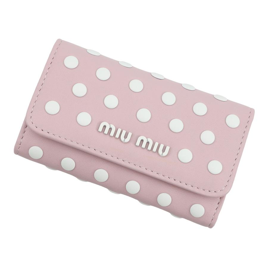 MIU MIU ドット柄 レザーキーケース新品未使用品 ミュウミュウ キーケース ドット柄 カーフレザー 5PG222 MIUMIIU