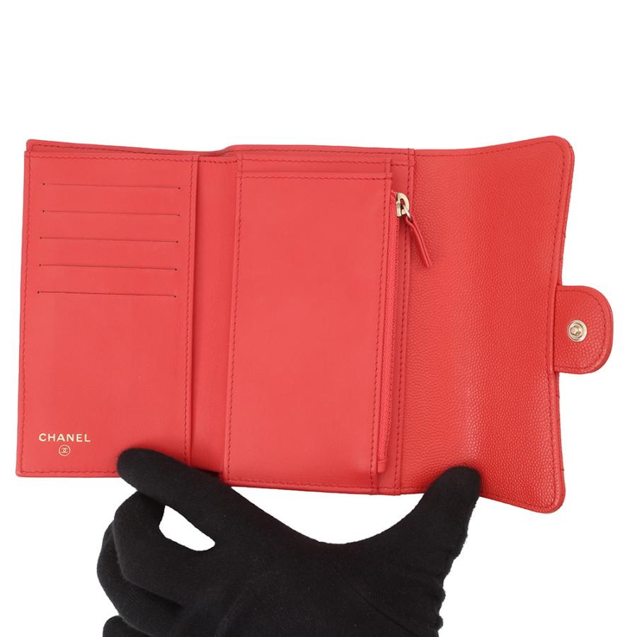 シャネル 三つ折り財布 マトラッセ ココマーク ミディアム フラップウォレット キャビアスキン A84341 CHANEL 【安心保証】の画像