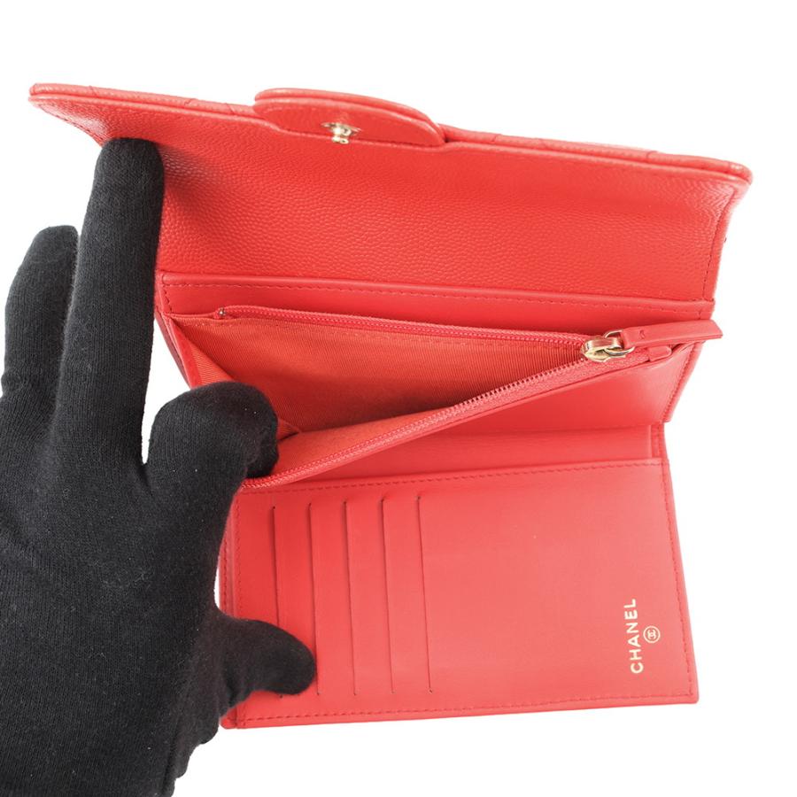 シャネル 三つ折り財布 マトラッセ ココマーク ミディアム フラップウォレット キャビアスキン A84341 CHANEL 【安心保証】の画像