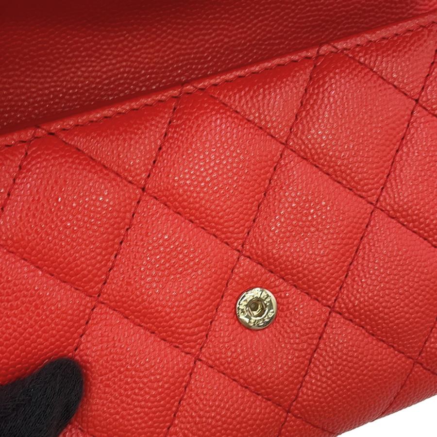 シャネル 三つ折り財布 マトラッセ ココマーク ミディアム フラップウォレット キャビアスキン A84341 CHANEL 【安心保証】の画像